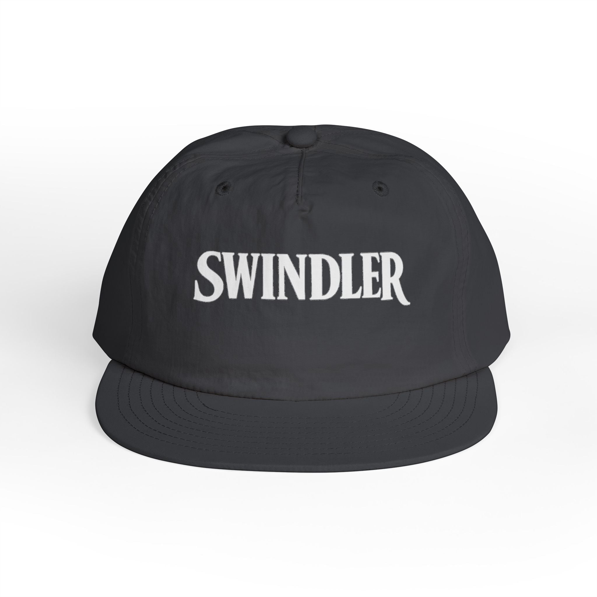 Swindler Embroidered Surf Cap - Black Skate-Style Snapback Hat