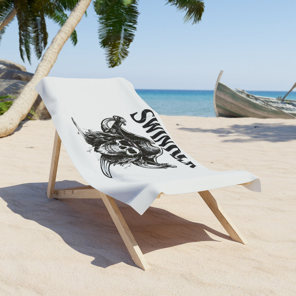 Swindler Pirate Skull Beach Towel - Gothic Skull Pirate Design