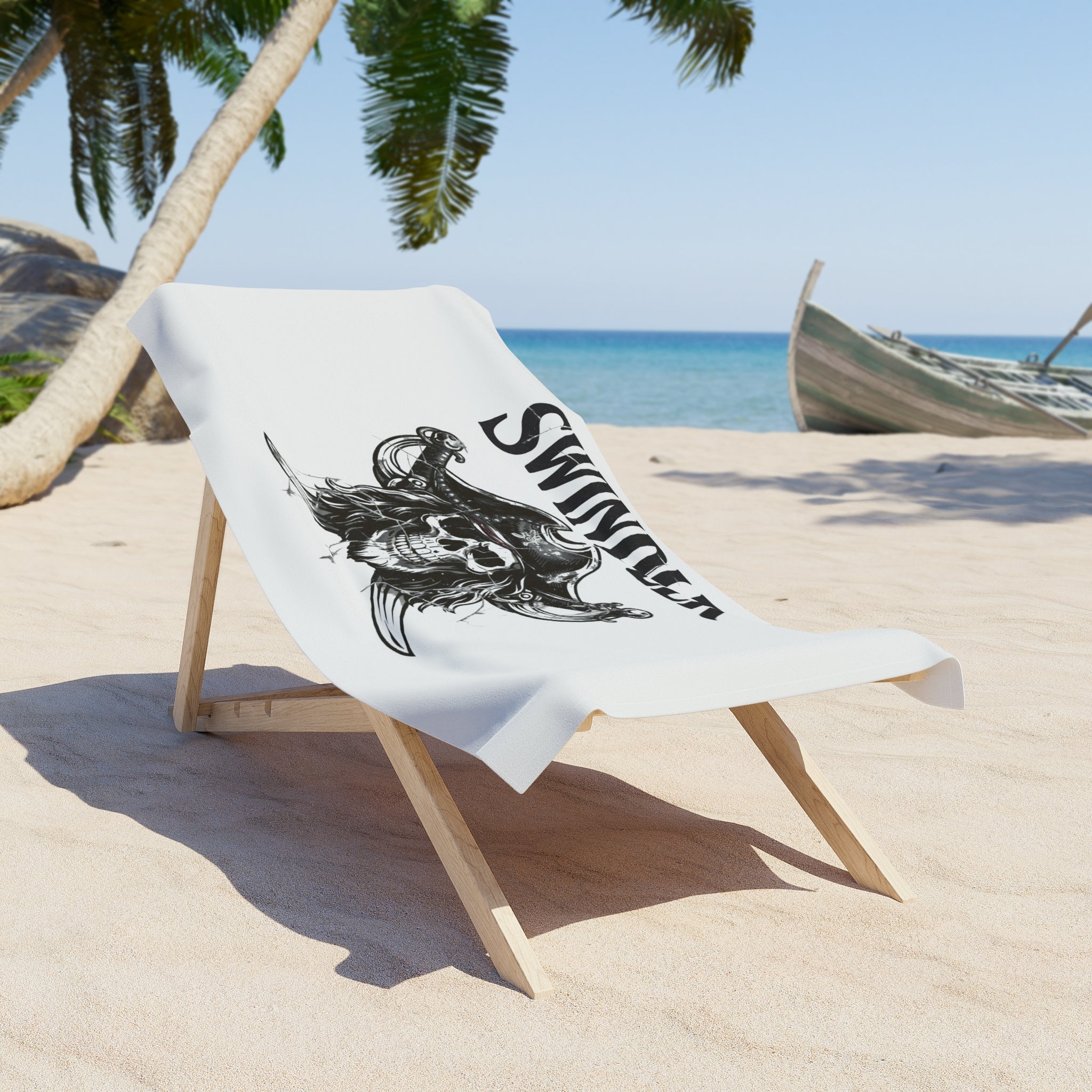 Swindler Pirate Skull Beach Towel - Gothic Skull Pirate Hat Design