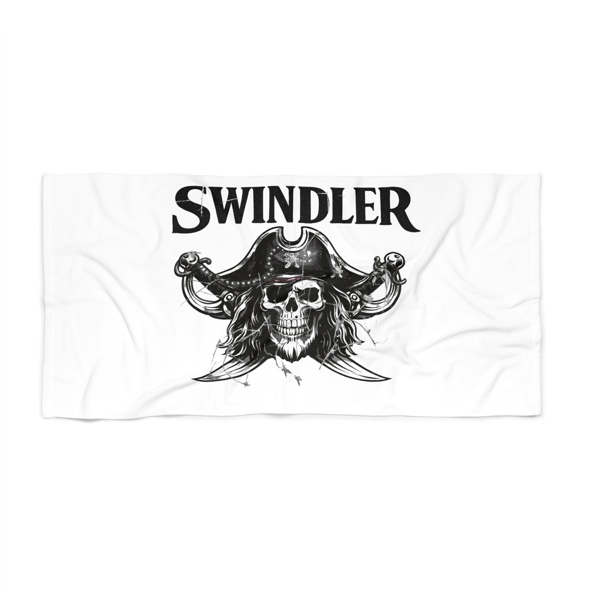 Swindler Pirate Skull Beach Towel - Gothic Skull Pirate Hat Design