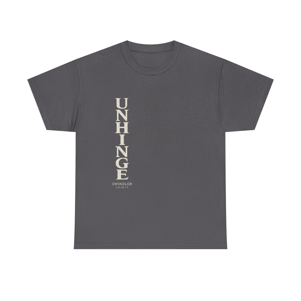 Unhinge Vertical Text Tee - Minimalist Graphic Black T‑Shirt (Unisex)