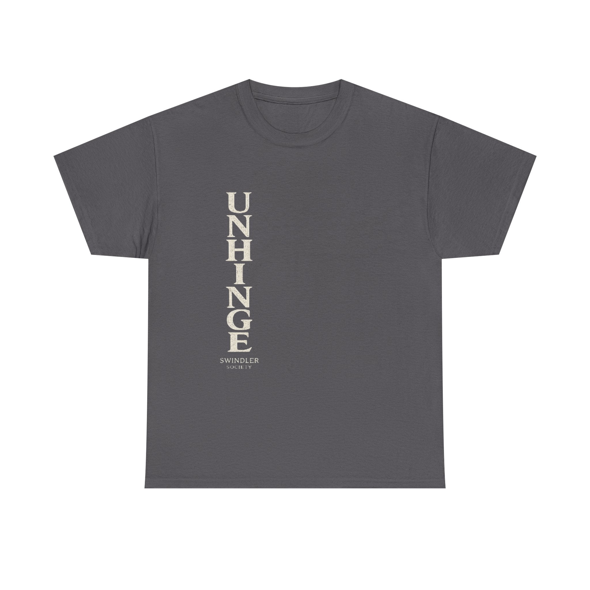 Unhinge Vertical Text Tee - Minimalist Graphic Black T‑Shirt (Unisex)