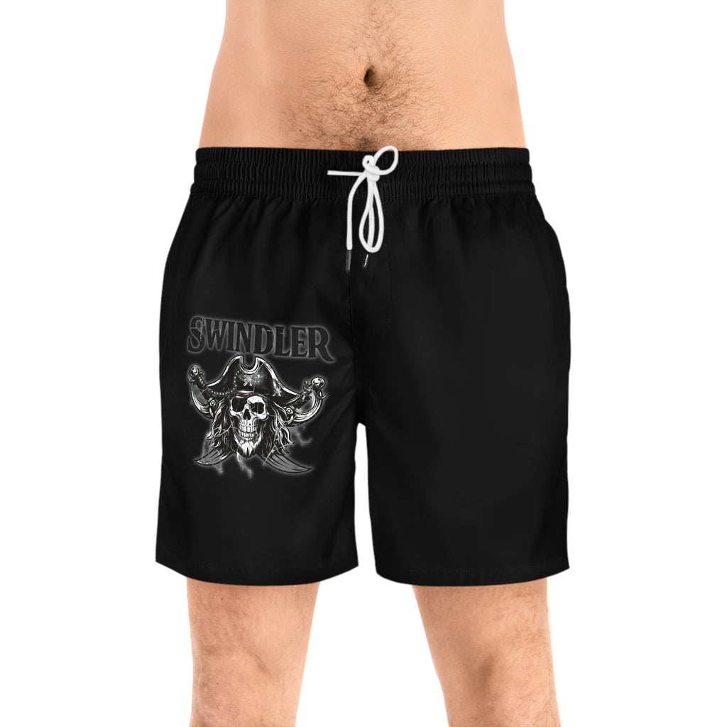 Swindler Skull Swim Shorts - Men's Black Pirate Skull Boardshorts