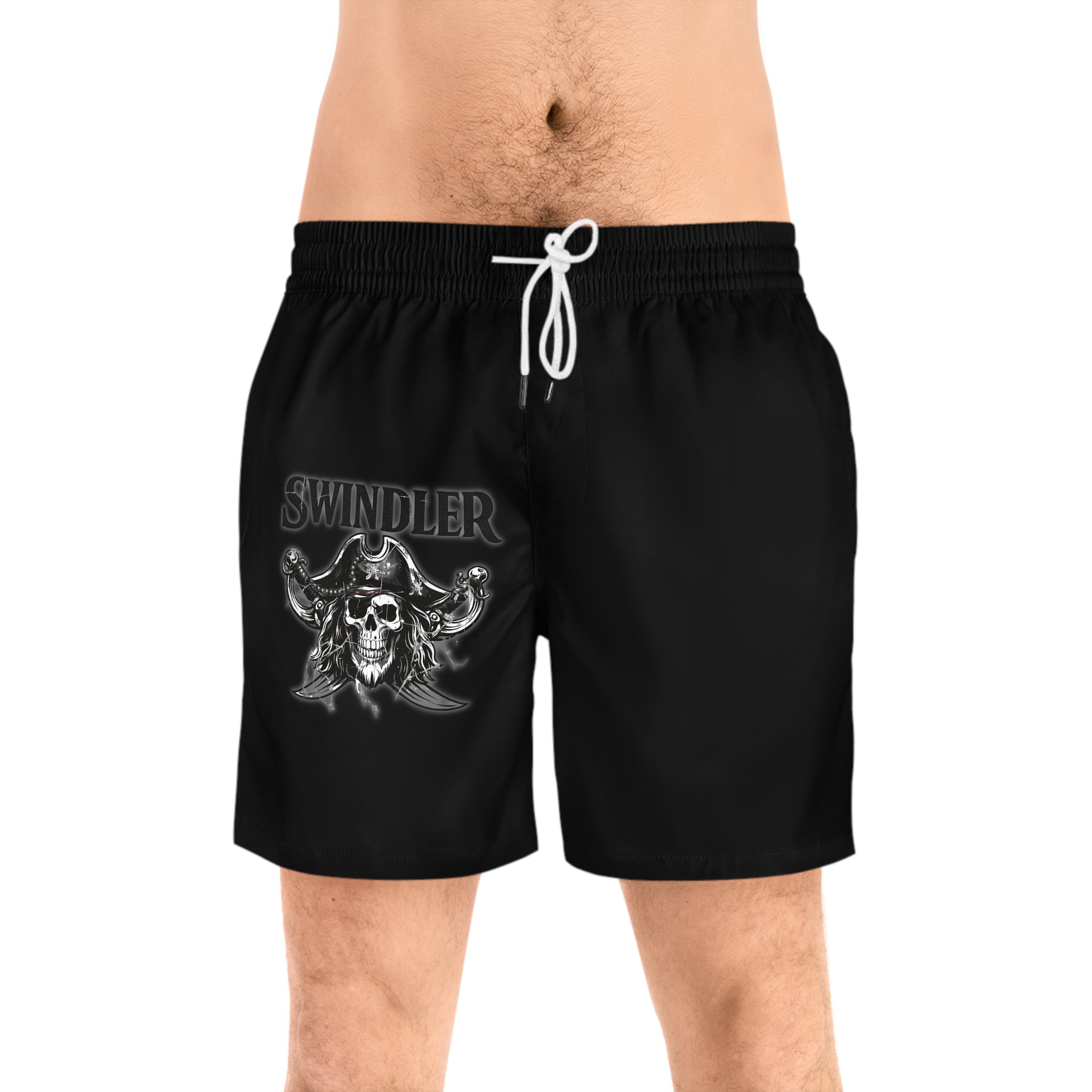 Swindler Skull Swim Shorts - Men's Black Pirate Skull Boardshorts