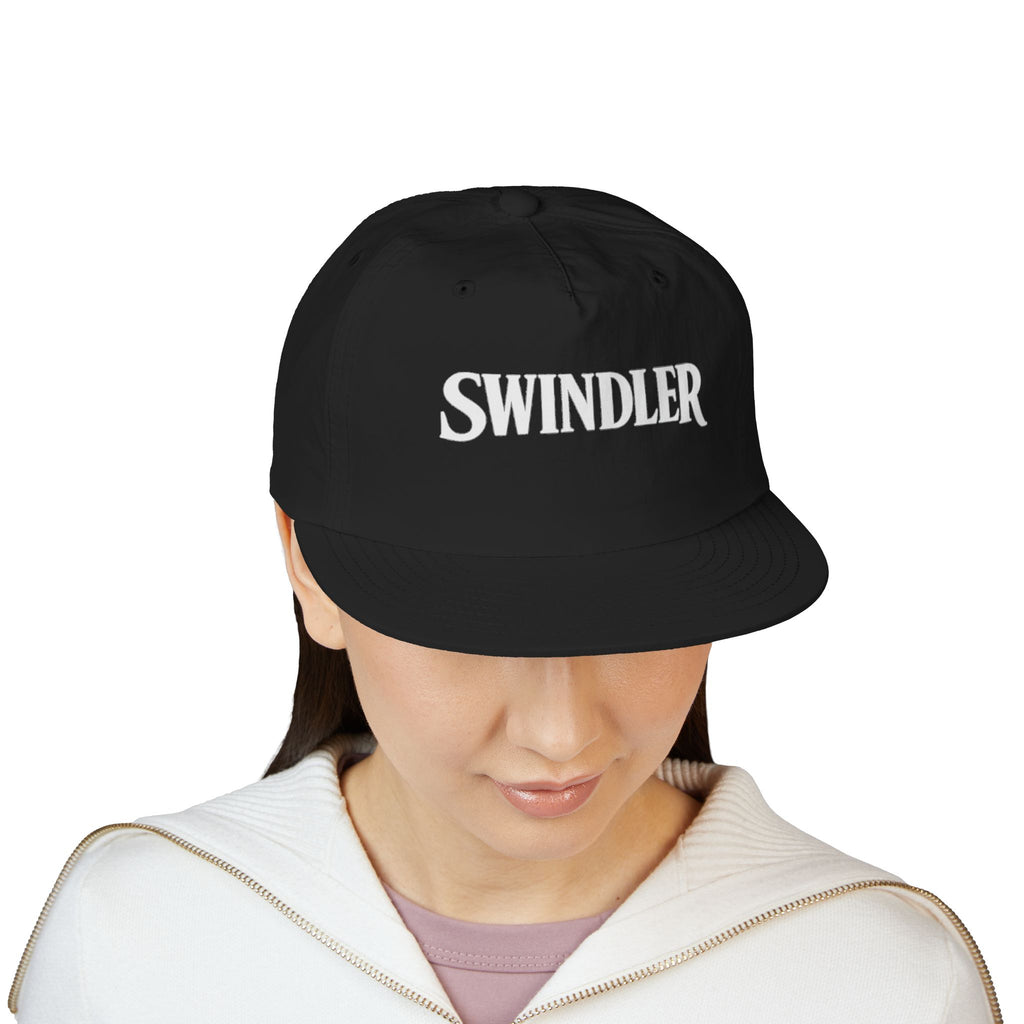 Swindler Embroidered Surf Cap - Black Skate-Style Snapback Hat