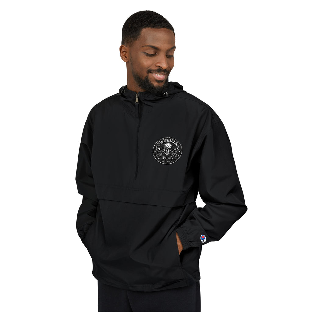 Champion Packable Anorak Jacket - Black & White Swindler 2025 Chest Logo (Unisex)