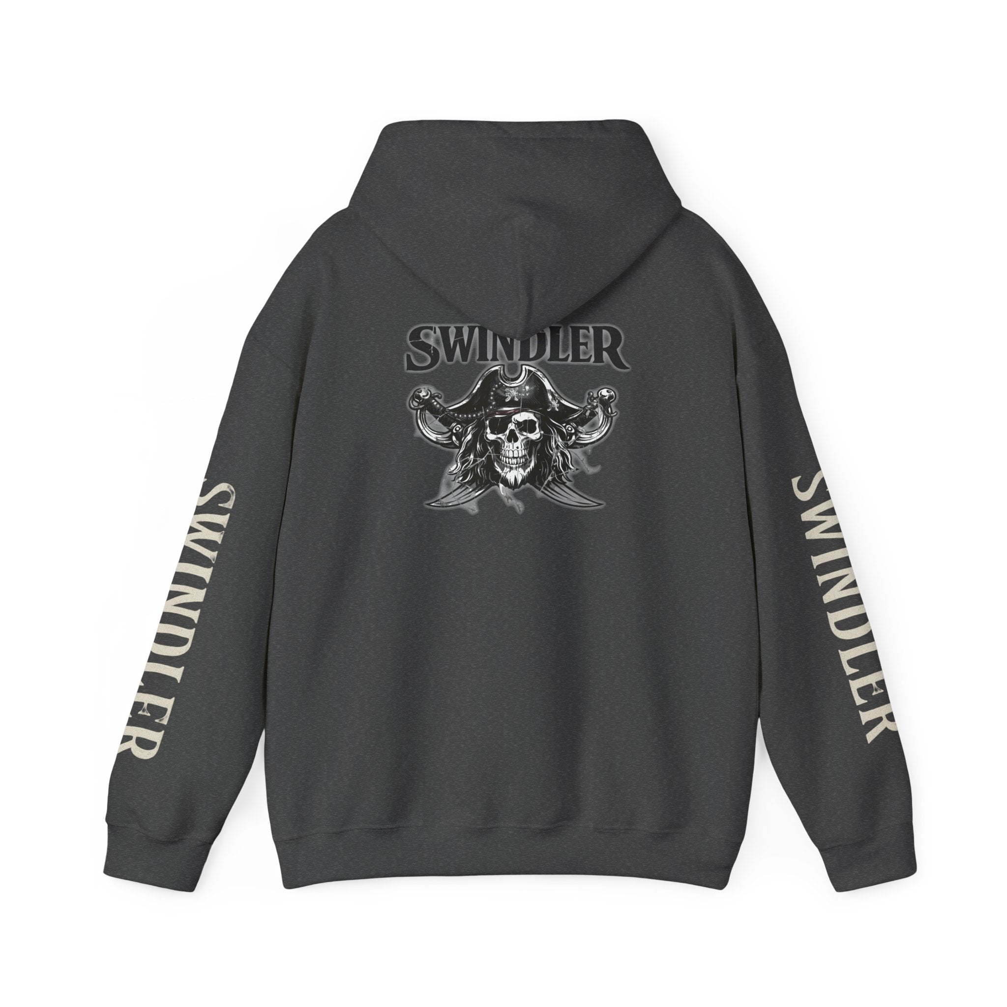 Swindler Pirate Skull Hoodie - Gothic Skull Graphic Sweatshirt (Swindler Sleeves)