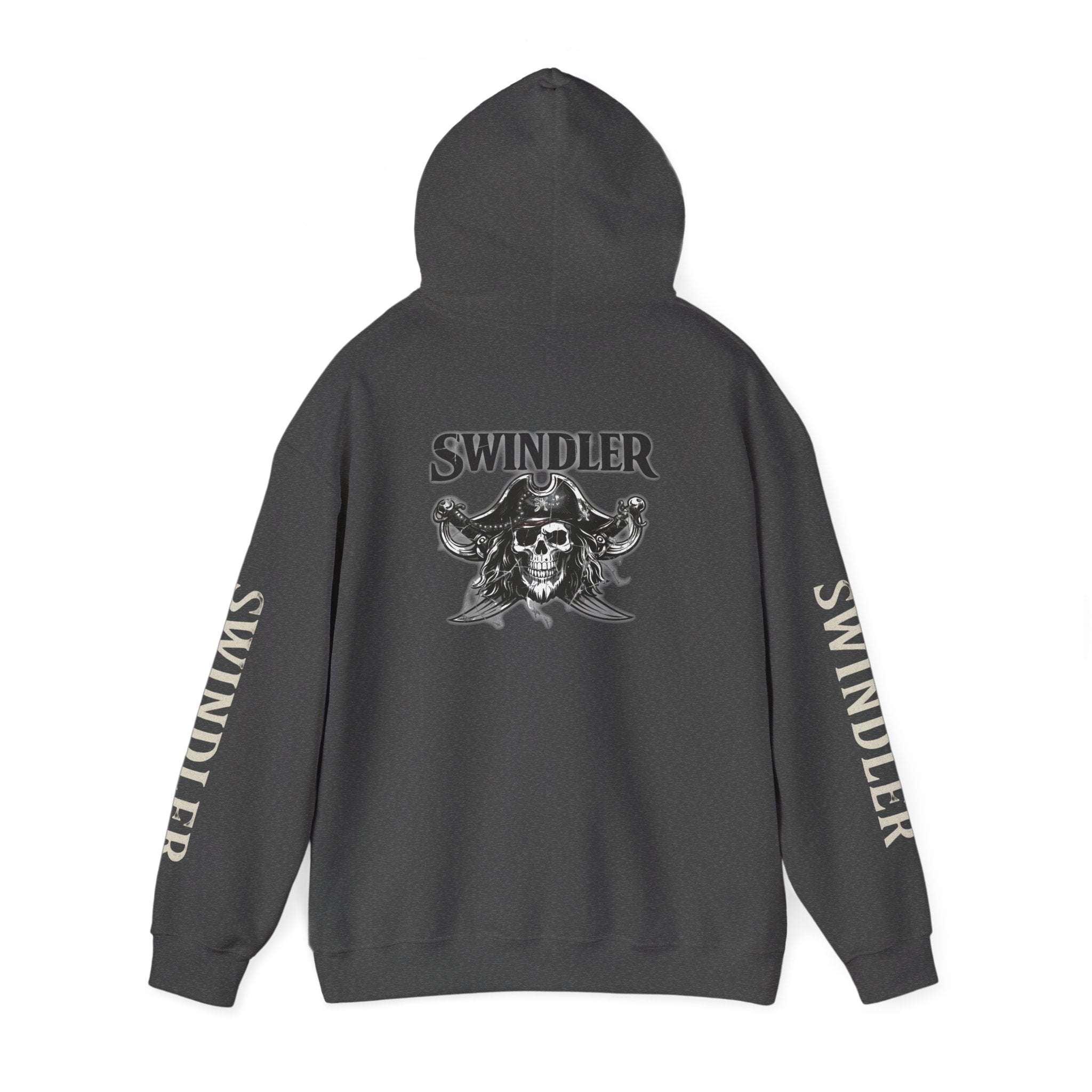 Swindler Pirate Skull Hoodie - Gothic Skull Graphic Sweatshirt (Swindler Sleeves)