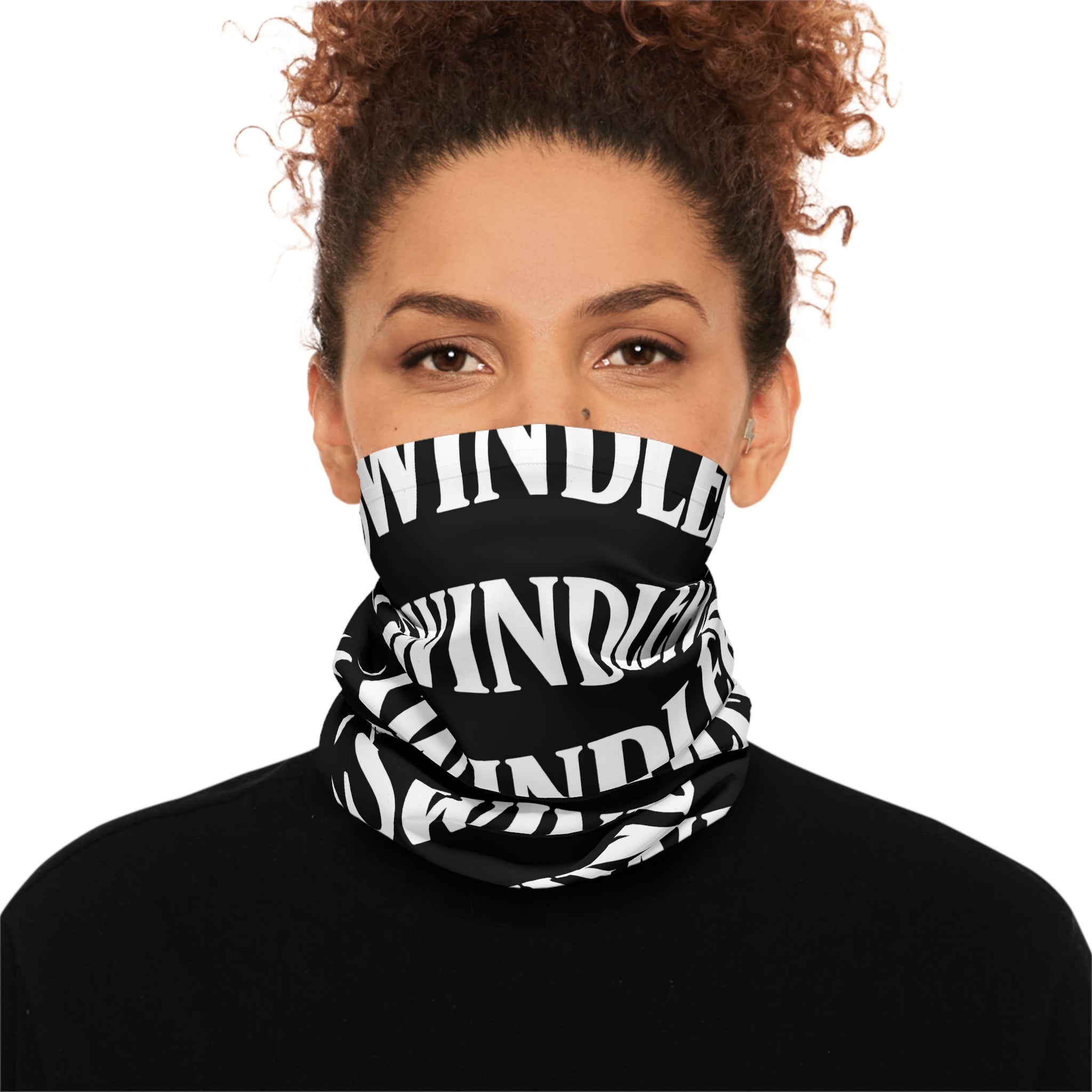 Swindler Repeat Pattern Neck Gaiter – Black Graphic Face Covering