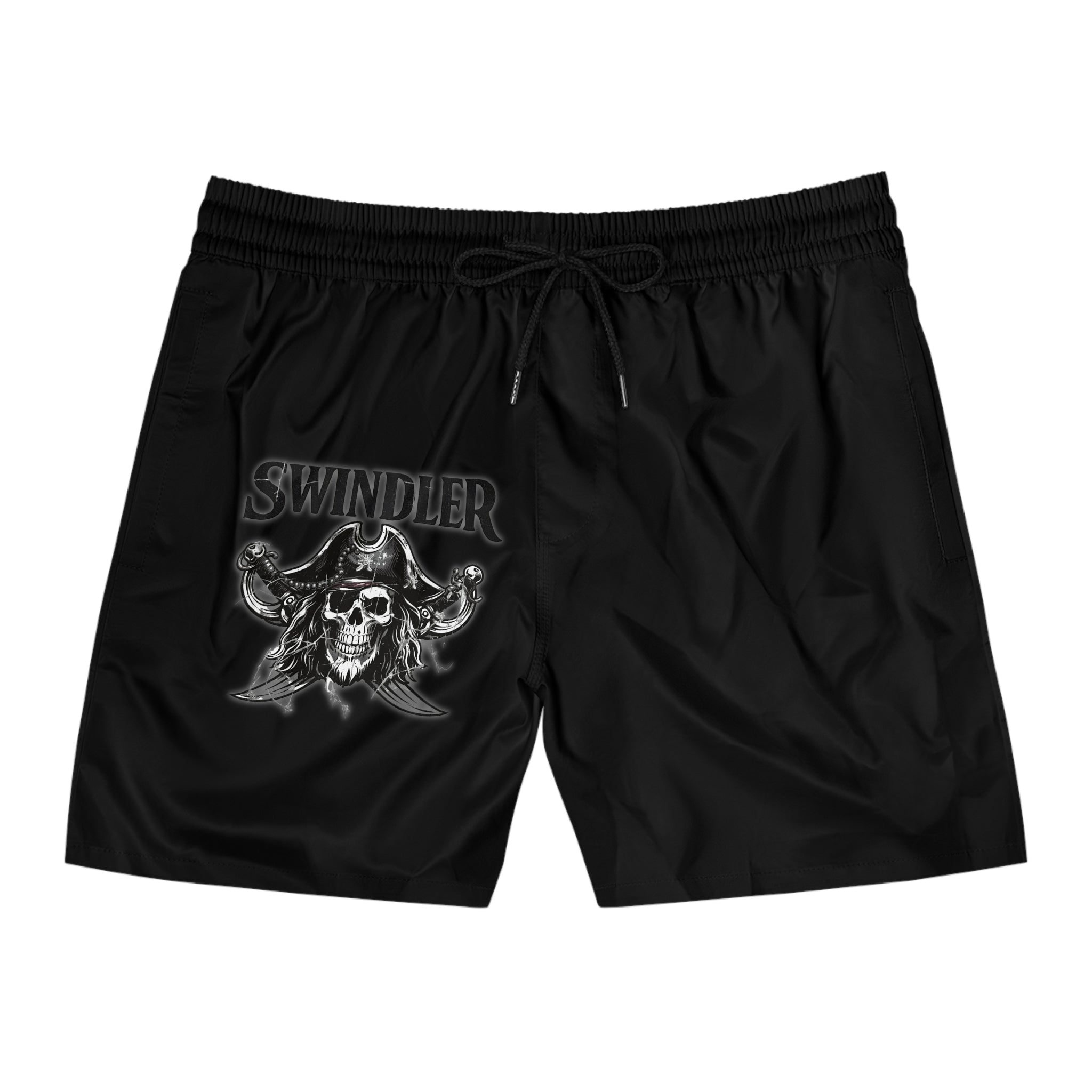 Swindler Skull Swim Shorts - Men's Black Pirate Skull Boardshorts