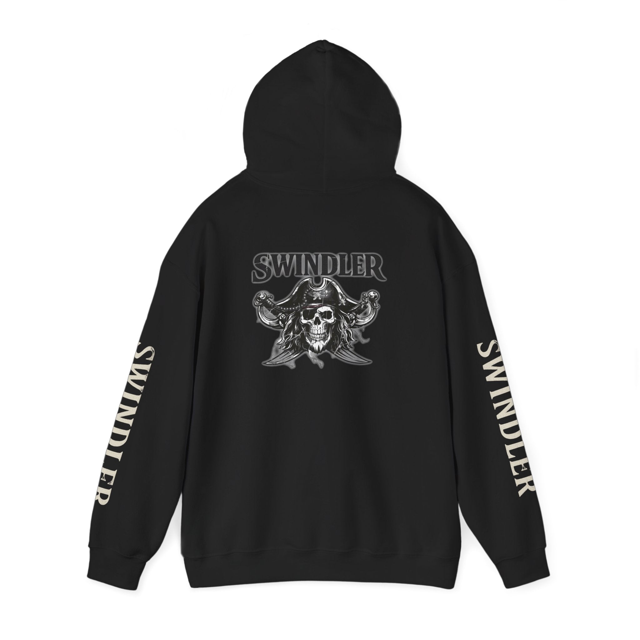 Swindler Pirate Skull Hoodie - Gothic Skull Graphic Sweatshirt (Swindler Sleeves)
