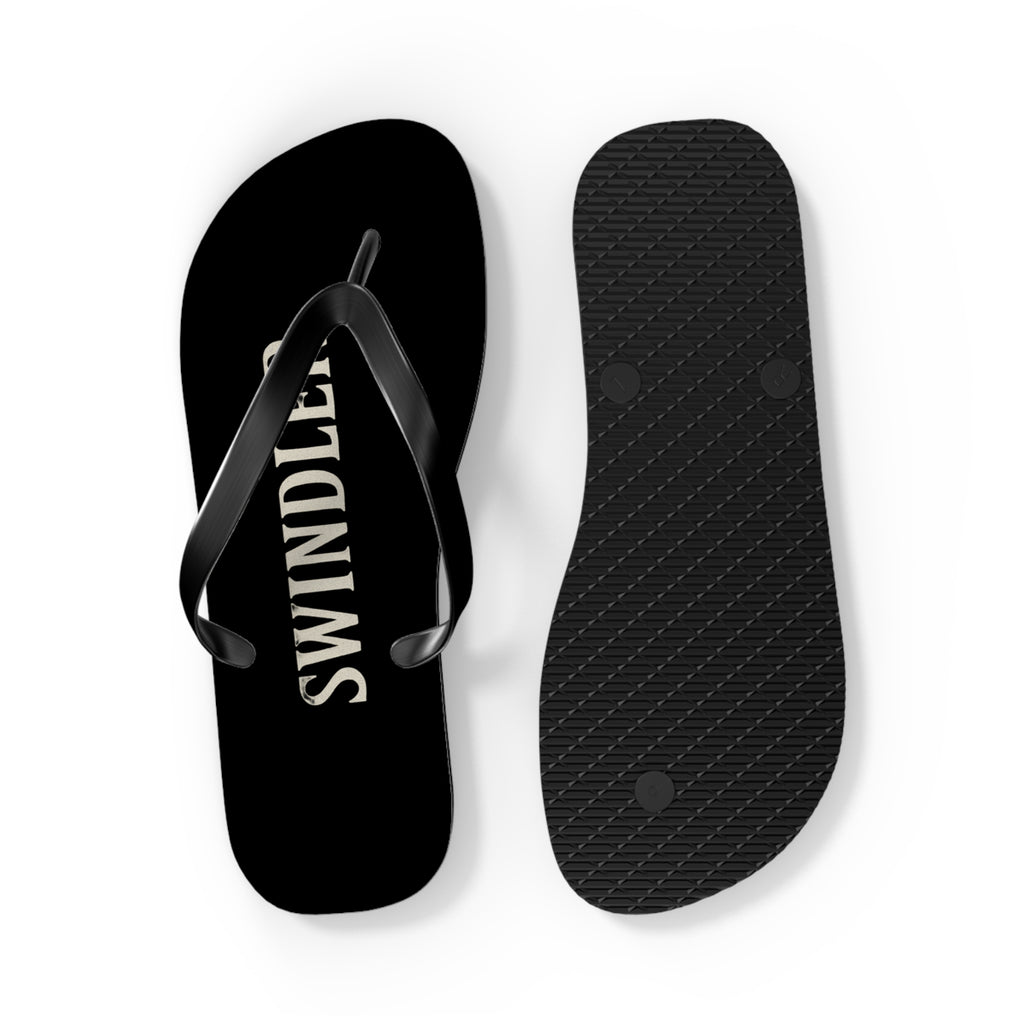 Swindler Black Flip Flops – Bold Text Beach Sandals