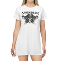 Swindler Pirate Skull T‑Shirt Dress (White) — Gothic Skull Pirate Graphic Dress