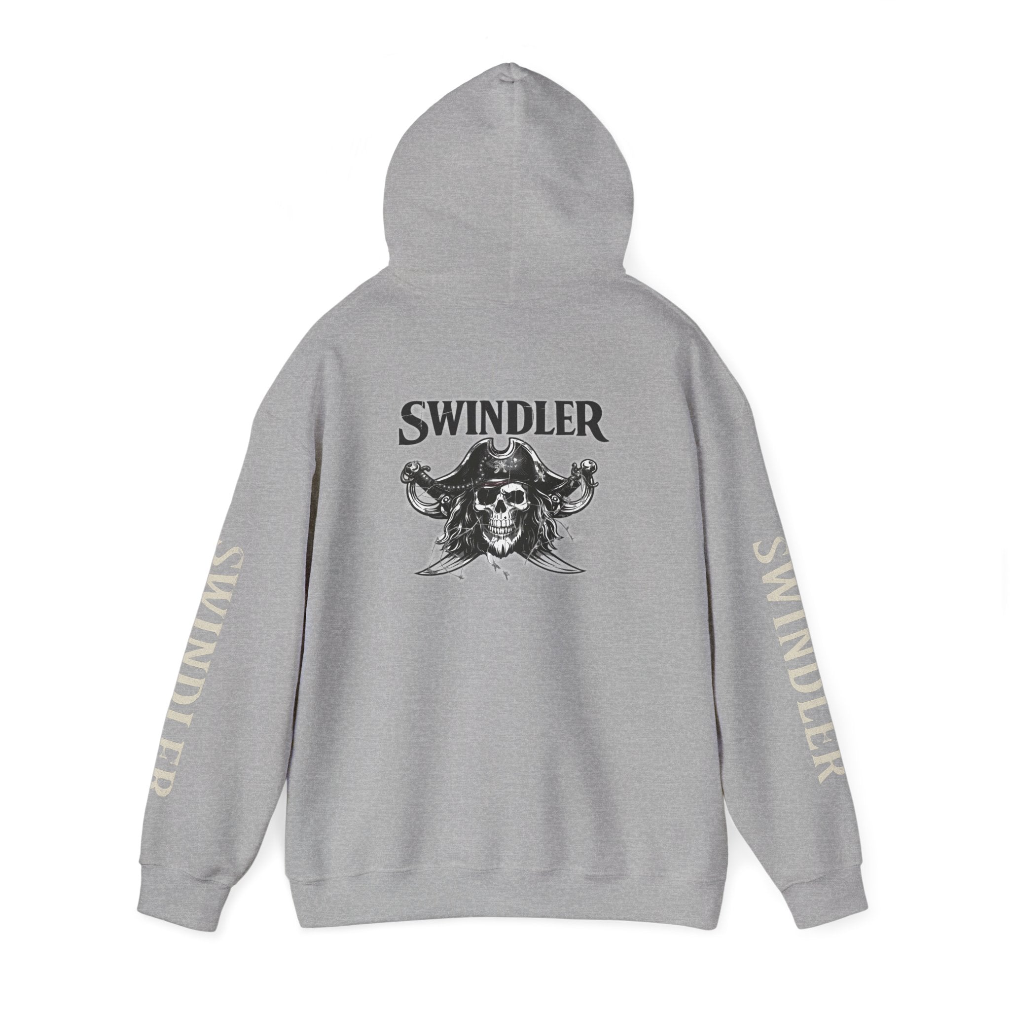 Swindler Pirate Skull Hoodie - Gothic Skull Graphic Sweatshirt (Swindler Sleeves)