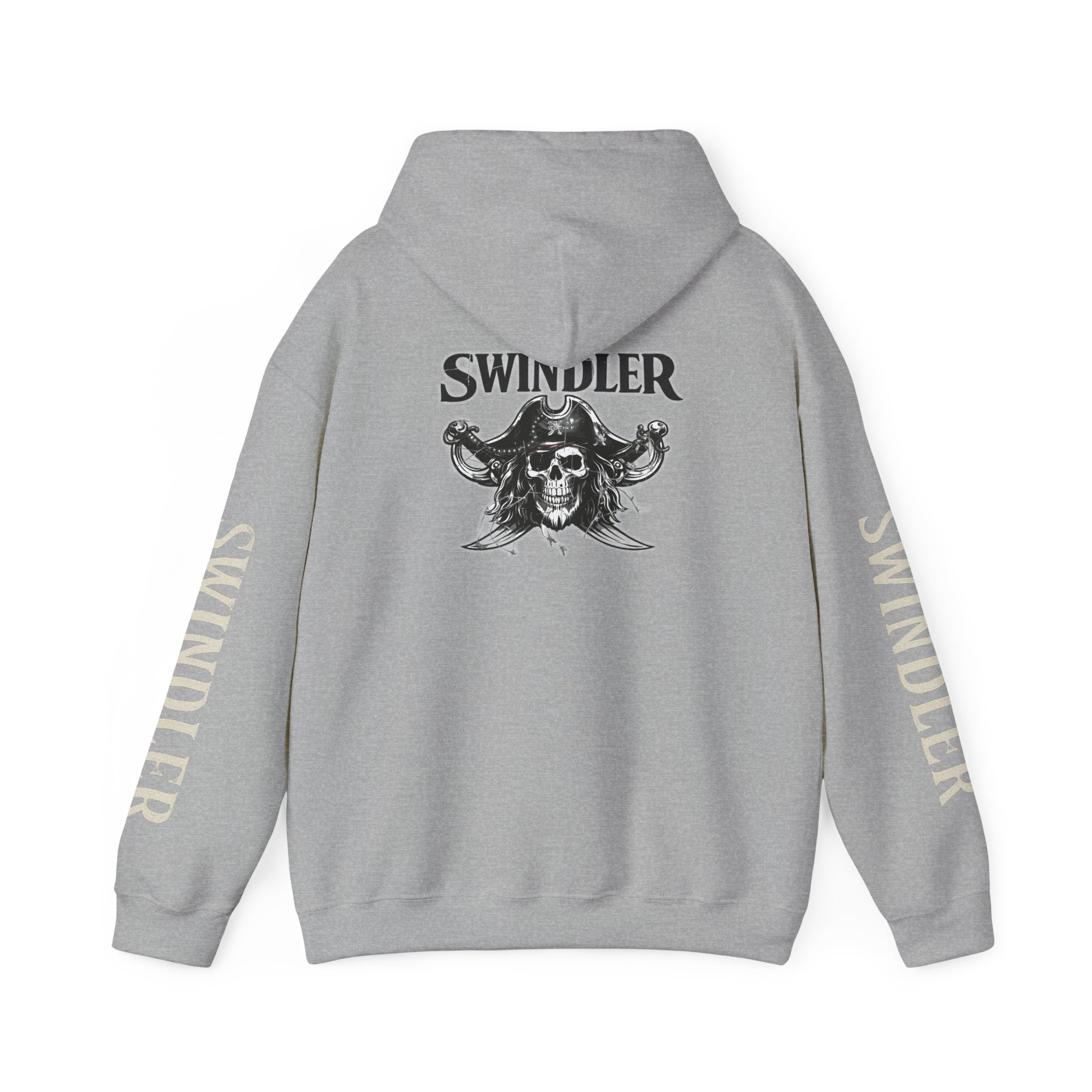 Swindler Pirate Skull Hoodie - Gothic Skull Graphic Sweatshirt (Swindler Sleeves)