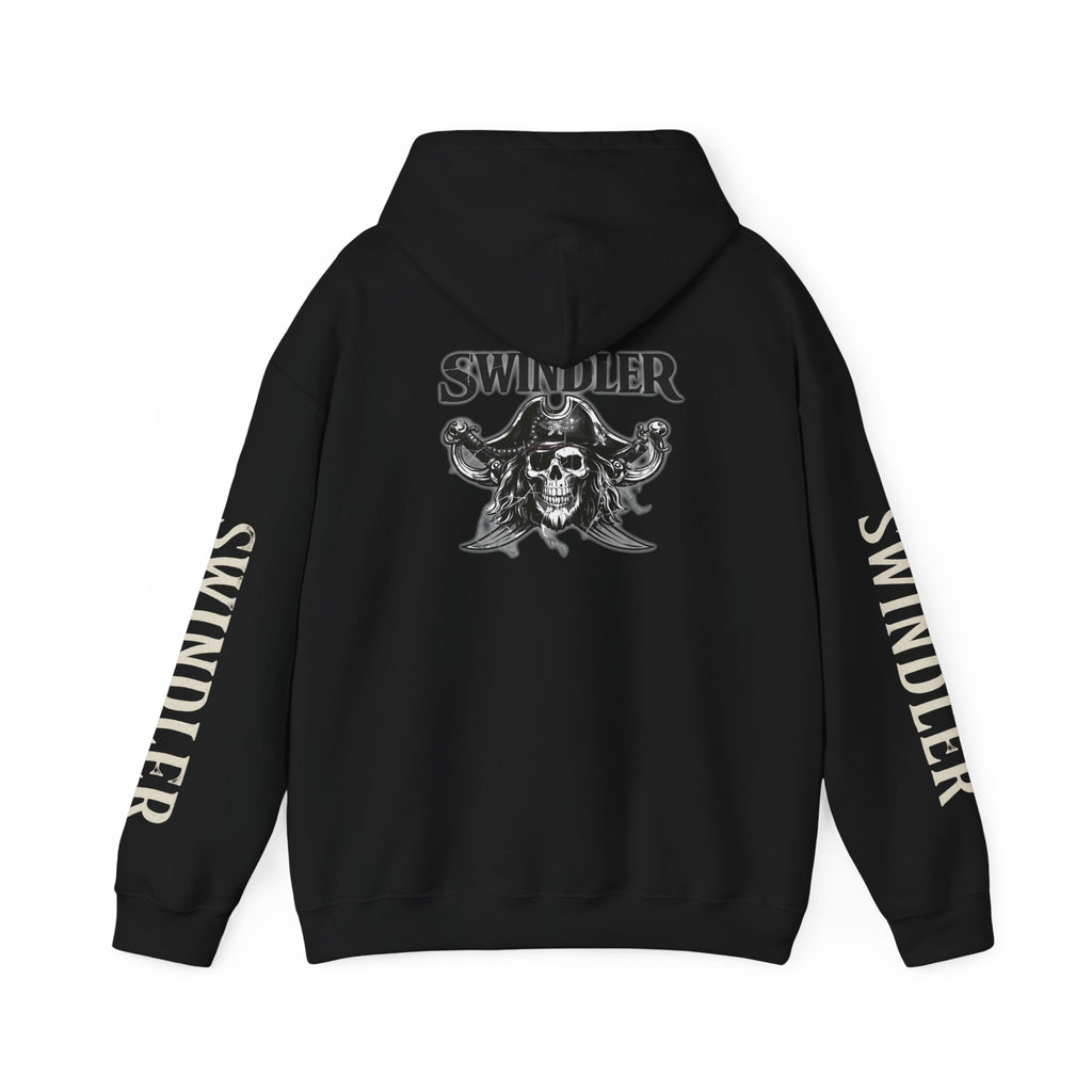 Swindler Pirate Skull Hoodie - Gothic Skull Graphic Sweatshirt (Swindler Sleeves)