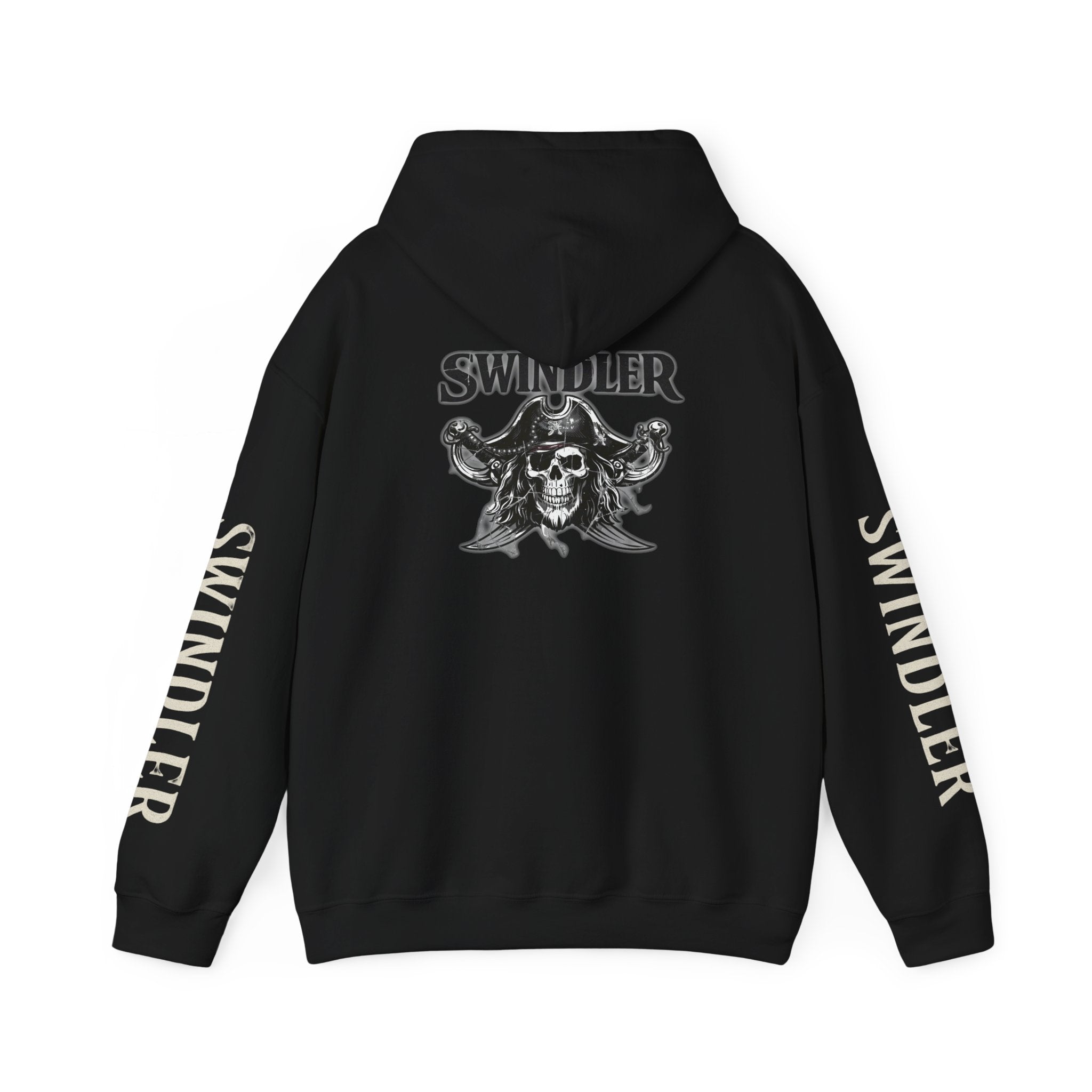 Swindler Pirate Skull Hoodie - Gothic Skull Graphic Sweatshirt (Swindler Sleeves)