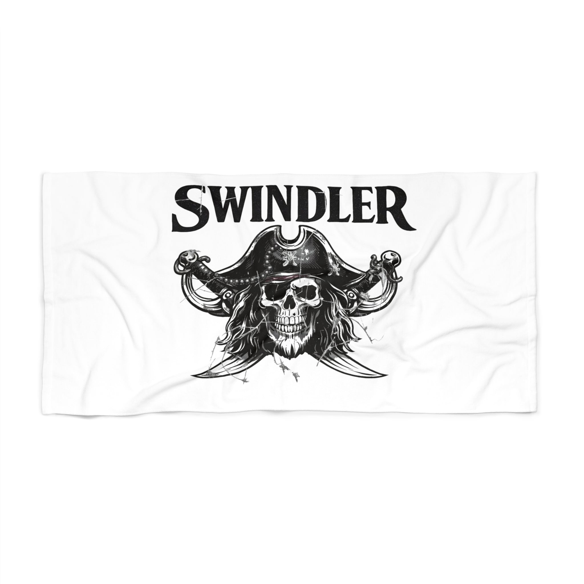 Swindler Pirate Skull Beach Towel - Gothic Skull Pirate Hat Design