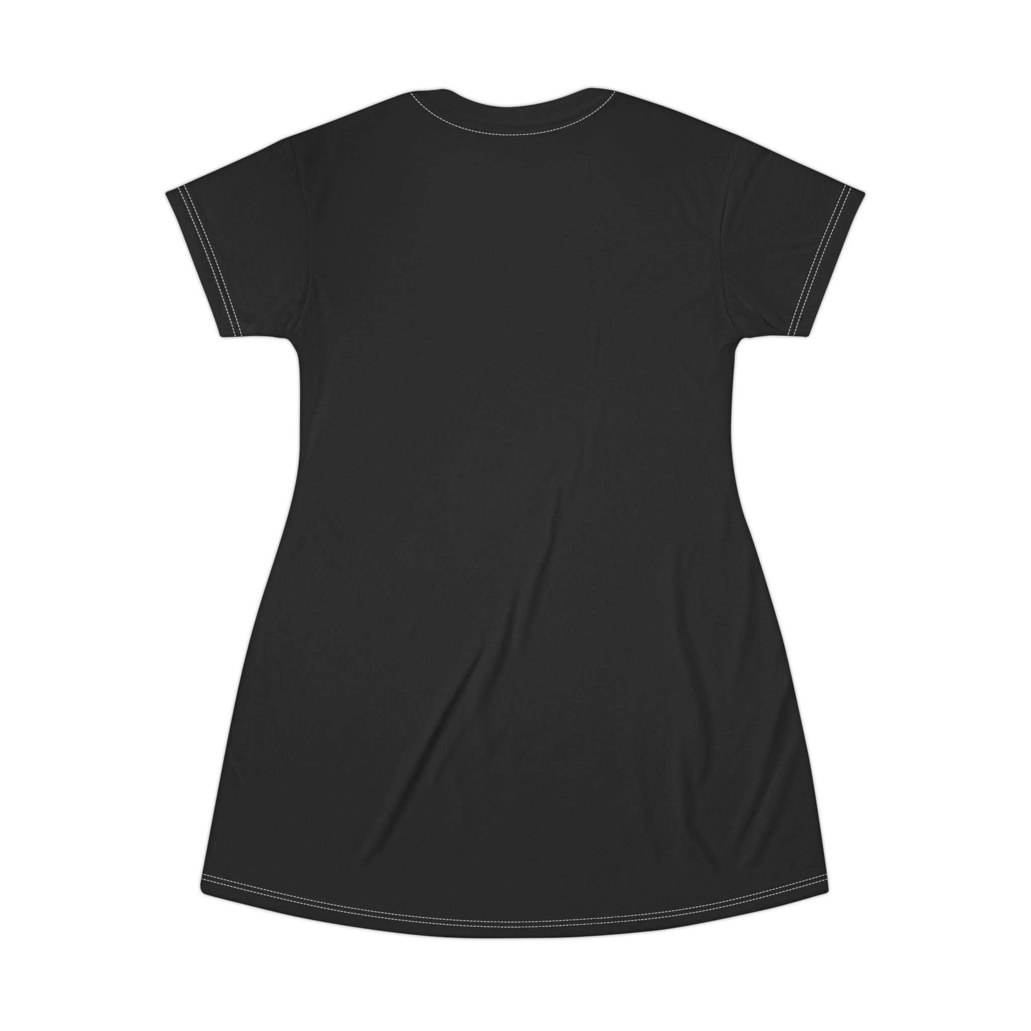 Swindler Crest T-Shirt Dress (Black) — Gothic Logo All-Over Print