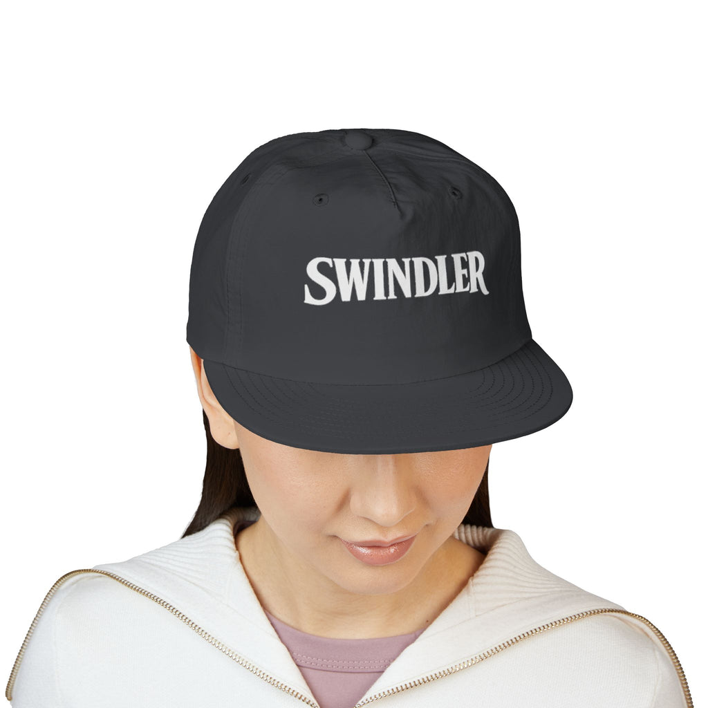 Swindler Embroidered Surf Cap - Black Skate-Style Snapback Hat