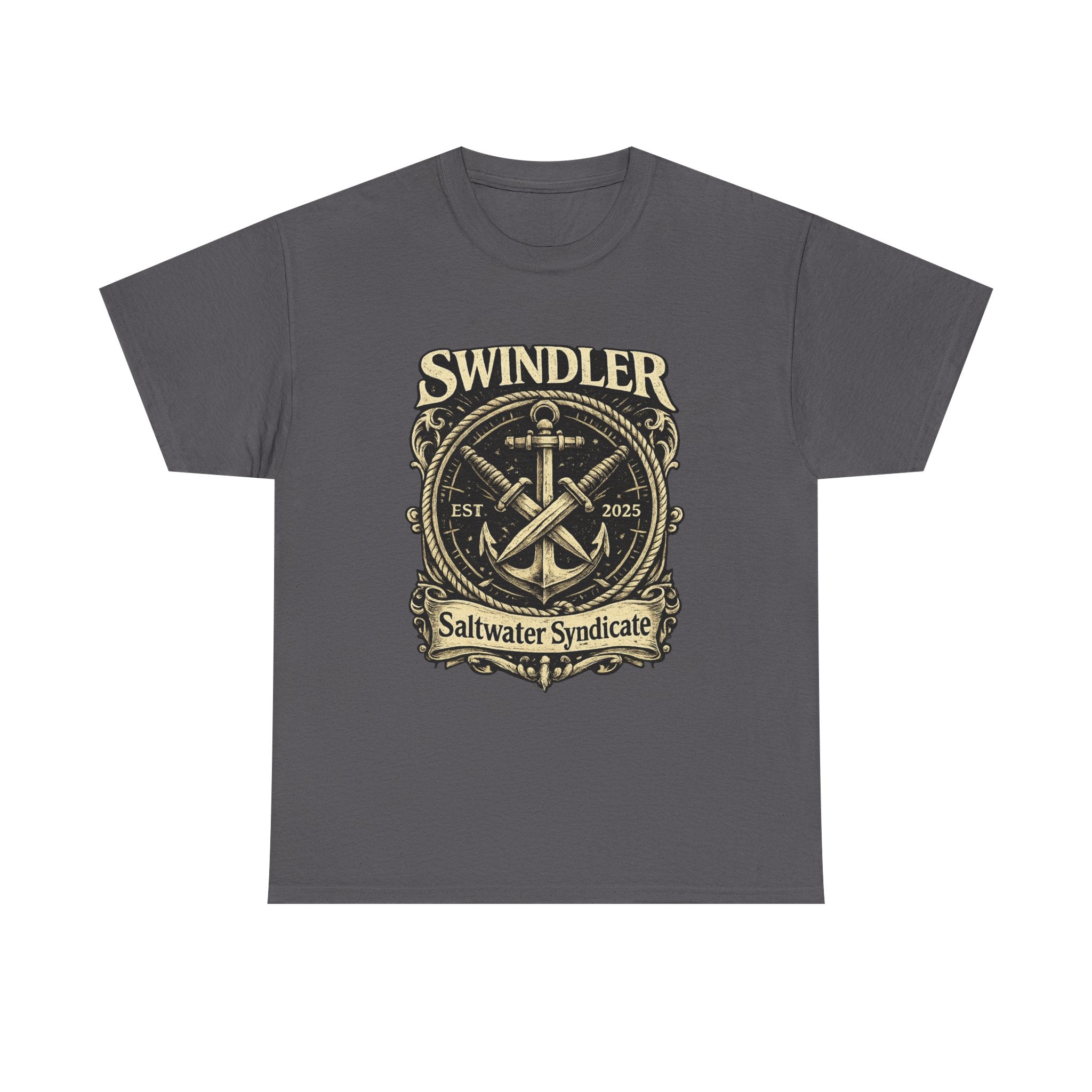 Swindler Saltwater Syndicate T-Shirt — Nautical Anchor Vintage Crew Tee (Unisex)