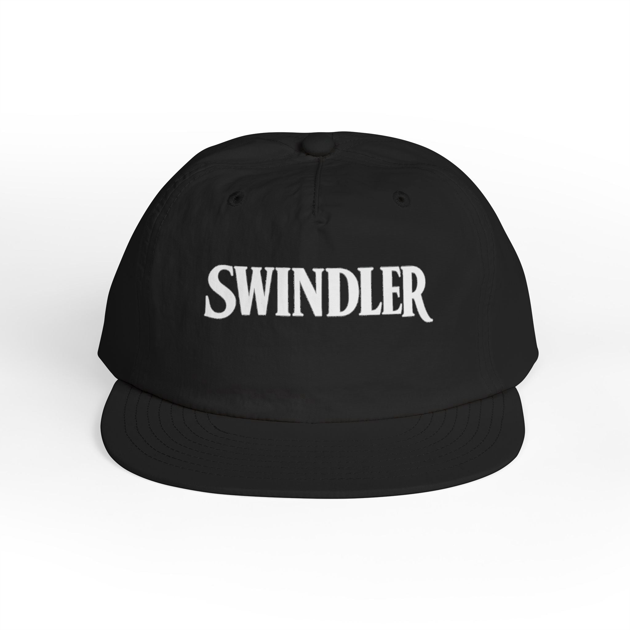 Swindler Embroidered Surf Cap - Black Skate-Style Snapback Hat