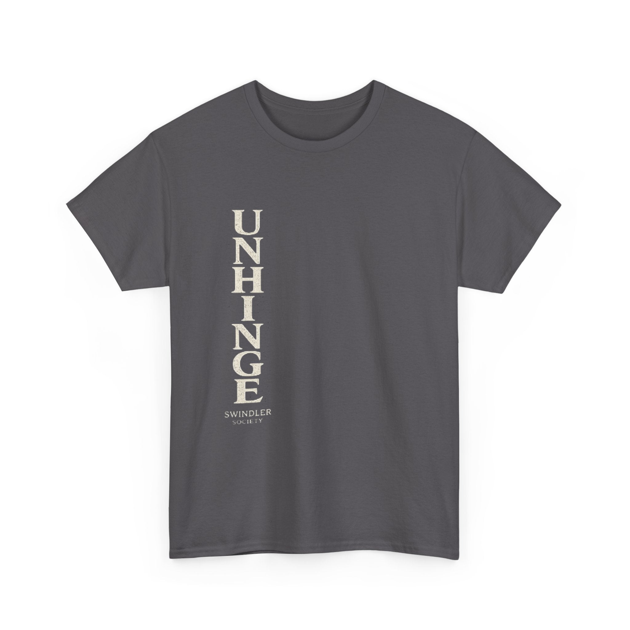 Unhinge Vertical Text Tee - Minimalist Graphic Black T‑Shirt (Unisex)